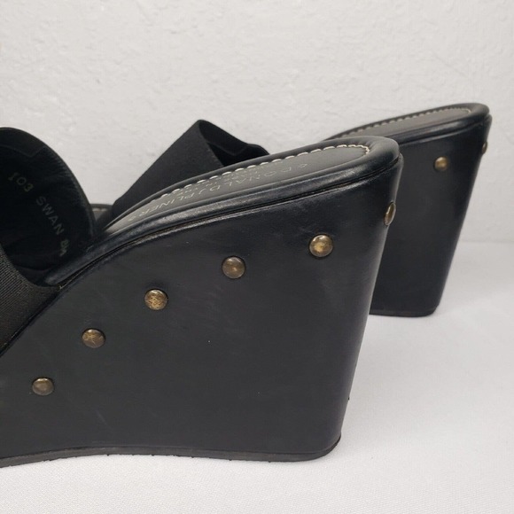 Donald J. Pliner Sandals Swan Black Studs Wedge Heels Platform Slides - Picture 8 of 15